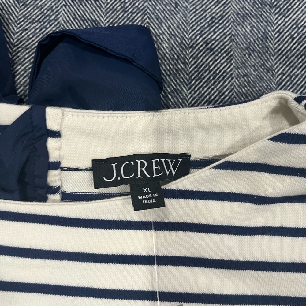 j.crew boatneck t-shirt with bows in stripe mariner cotton | size XL - Picture 4 of 5